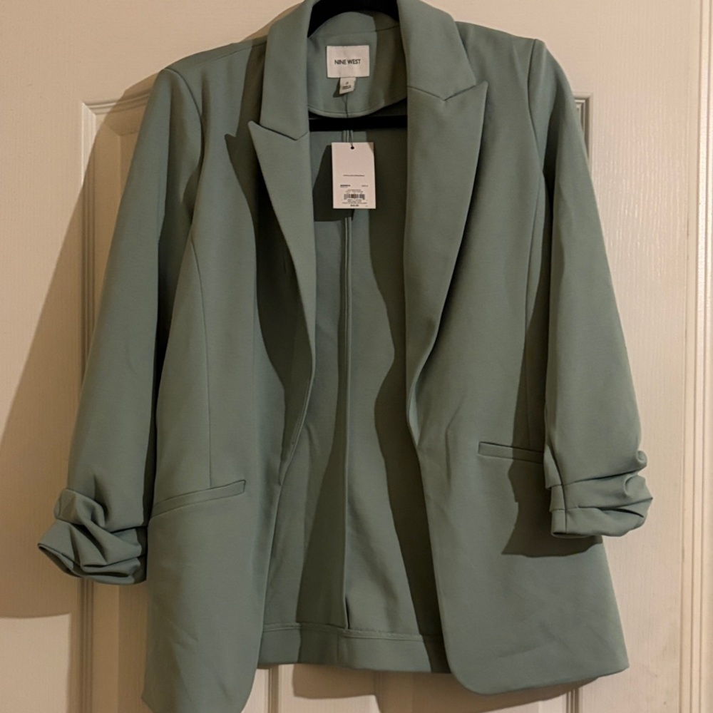 Nine West Mint Green Open-Front Blazer